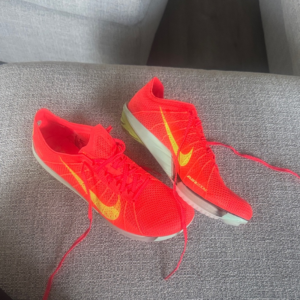 Nike Women's Neon Orange Running Shoes with Yellow Swoosh